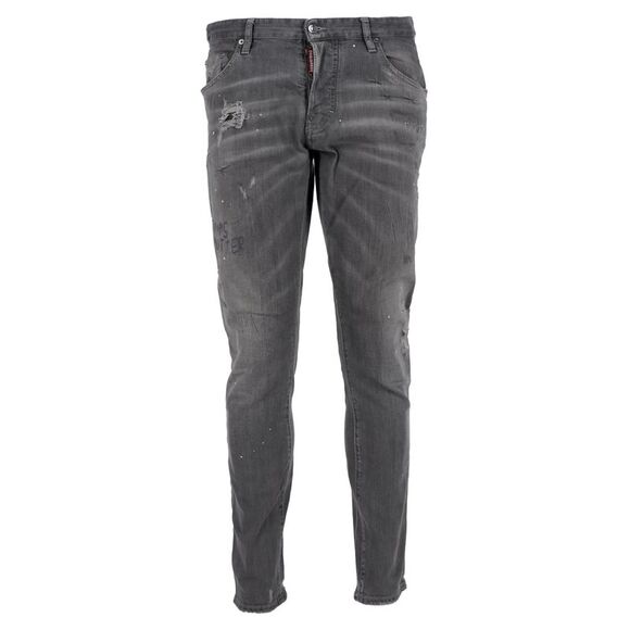 Dsquared2 Distressed Slim-Fit Jeans in Grey Cotton Denim